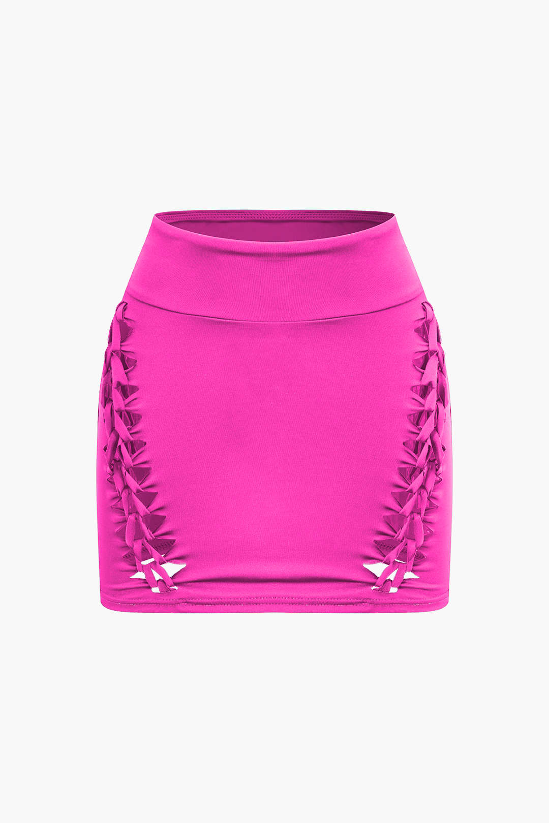 OLIVE GREEN CROP TOP AND SKIRT SET WITH CUTOUTS IN SOFT STRETCH FABRIC