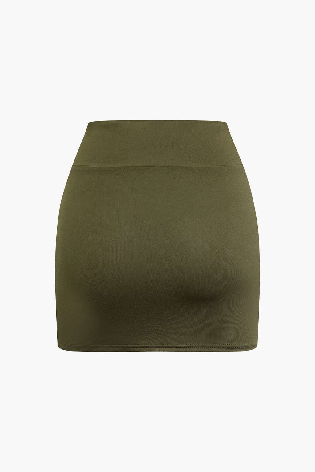 OLIVE GREEN CROP TOP AND SKIRT SET WITH CUTOUTS IN SOFT STRETCH FABRIC
