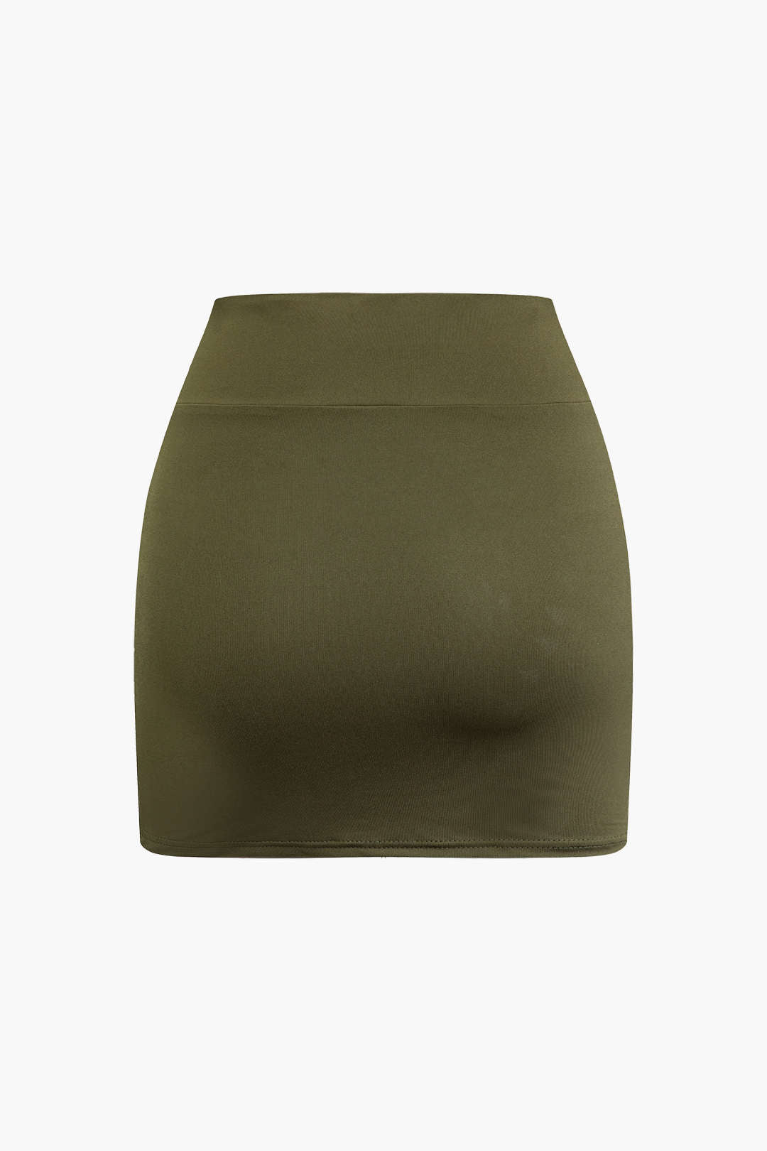OLIVE GREEN CROP TOP AND SKIRT SET WITH CUTOUTS IN SOFT STRETCH FABRIC