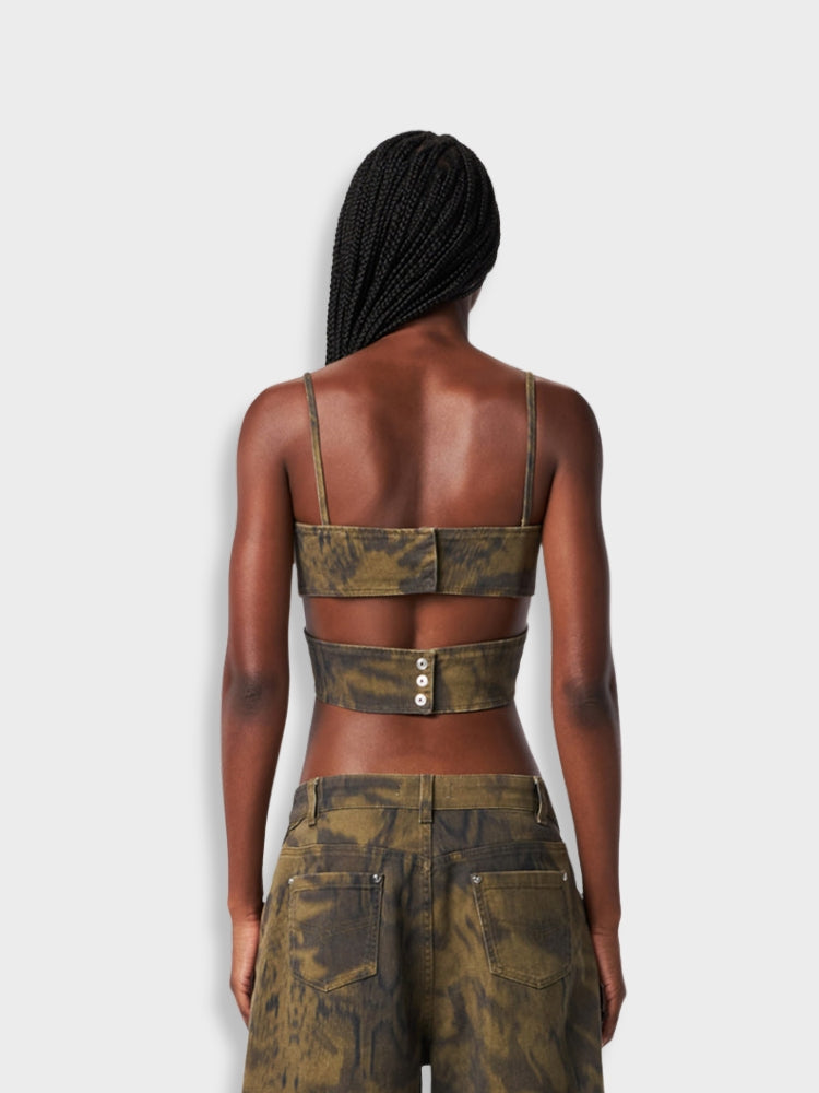OLIVE GREEN CROSSOVER CROP TOP FOR SEXY CAMOUFLAGE SUMMER