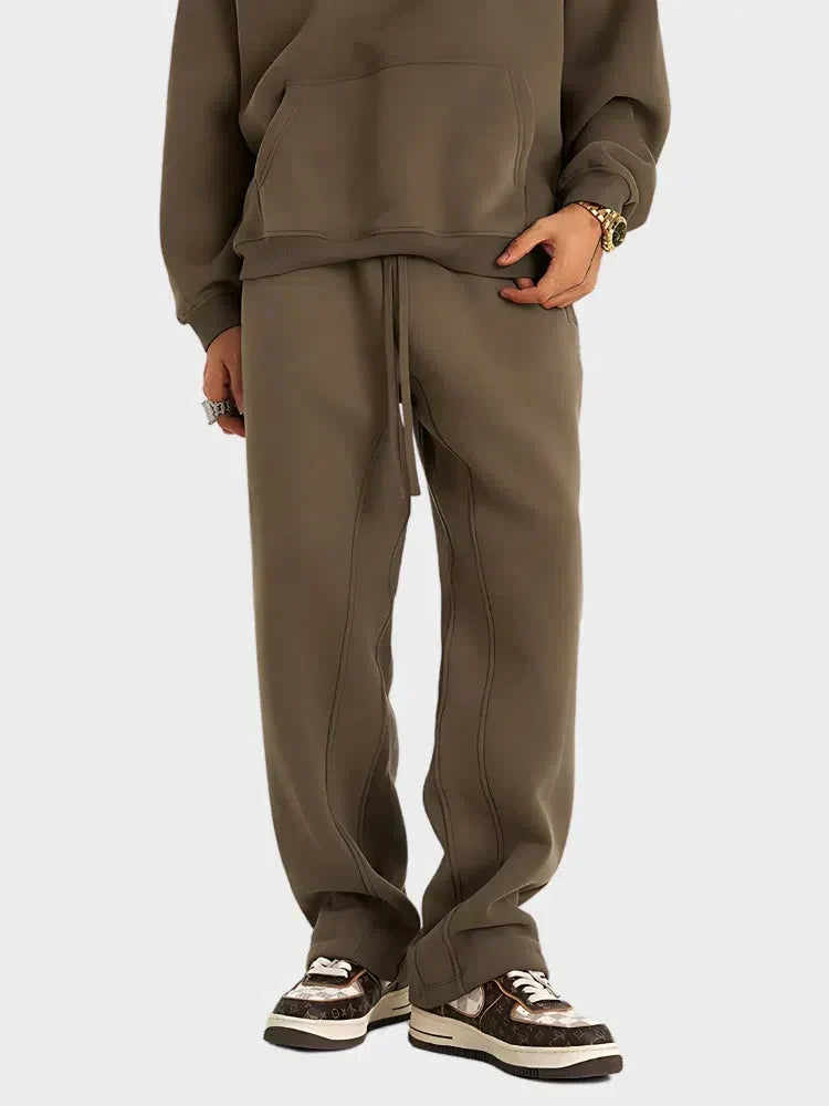 OLIVE-GREEN DRAWSTRING SWEATPANTS HIGH-STREET STYLE GSM JOGGERS