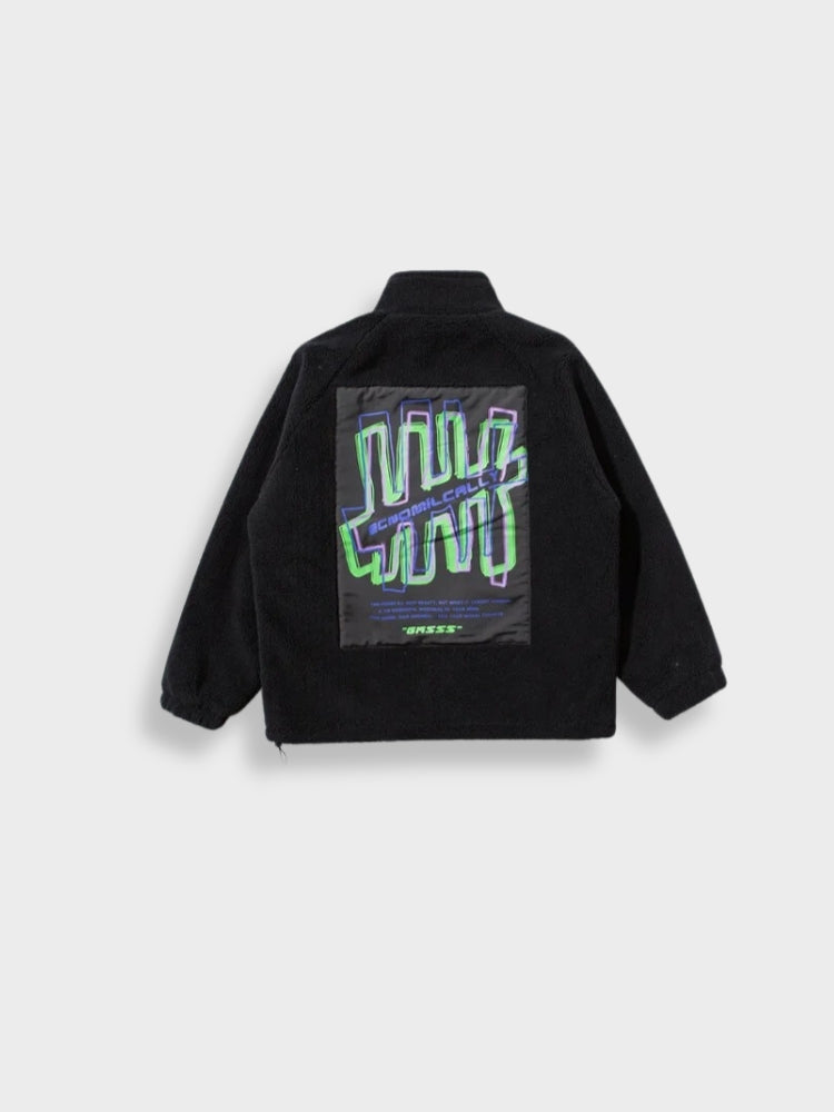 OLIVE GREEN FLEECE JACKET LOOSE FIT GASSS JACKET