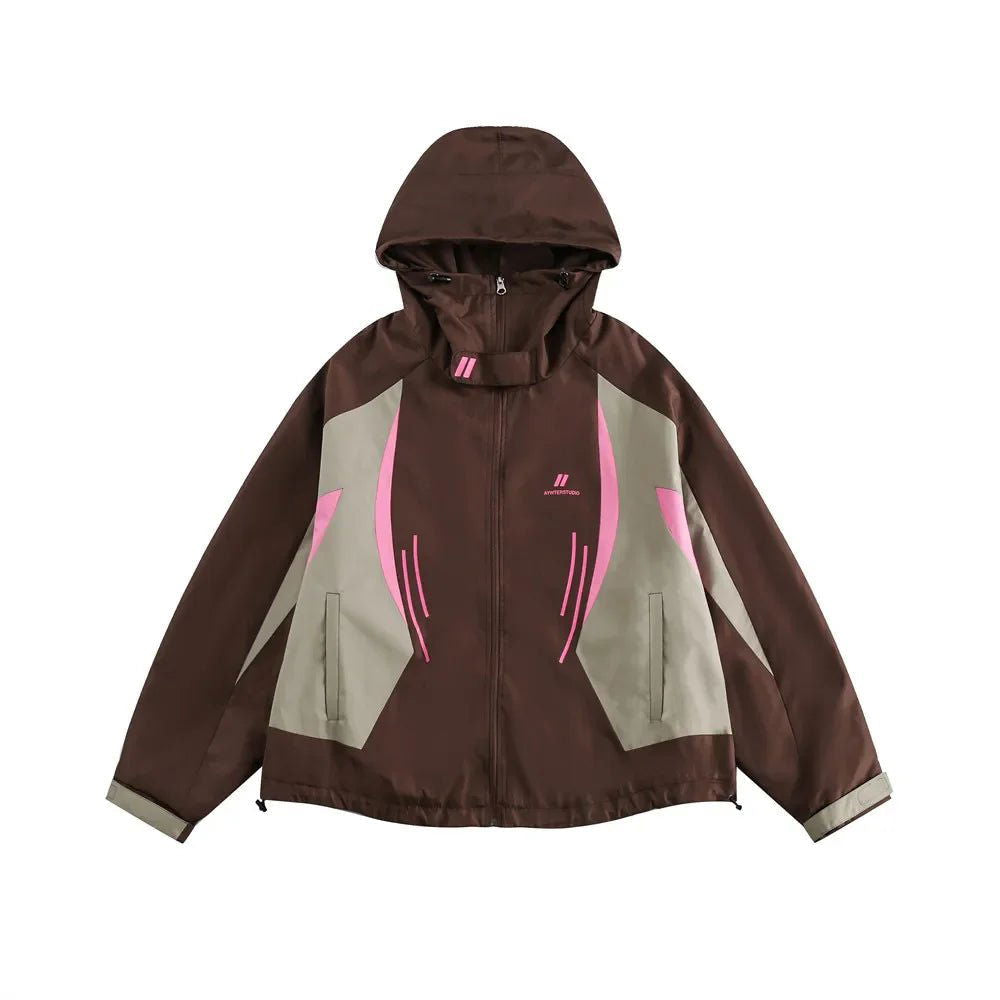 OLIVE GREEN HOODED JACKET UNISEX Y2K INSPIRED FASHION OUTERWEAR