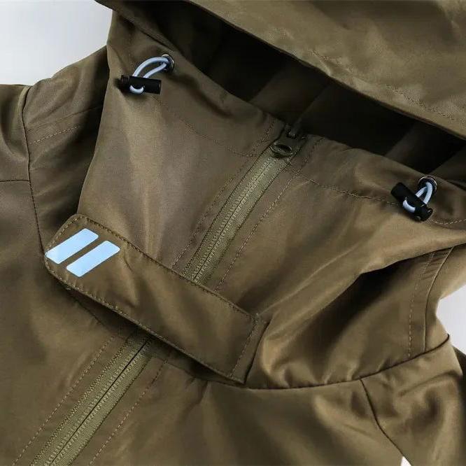 OLIVE GREEN HOODED JACKET UNISEX Y2K INSPIRED FASHION OUTERWEAR