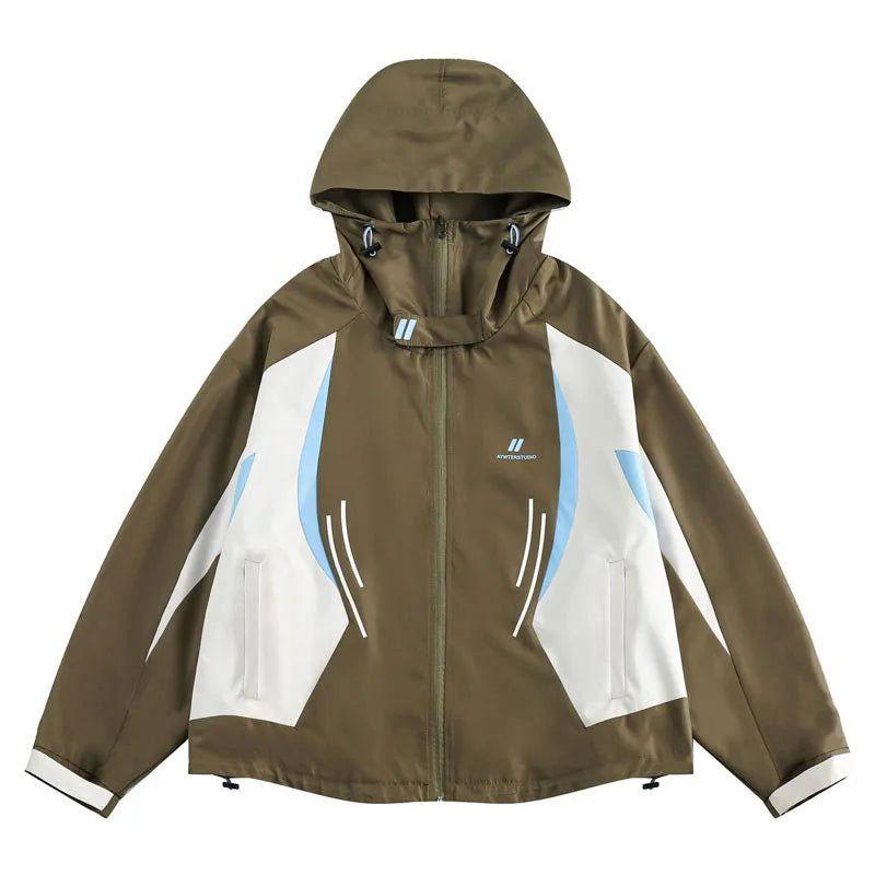 OLIVE GREEN HOODED JACKET UNISEX Y2K INSPIRED FASHION OUTERWEAR