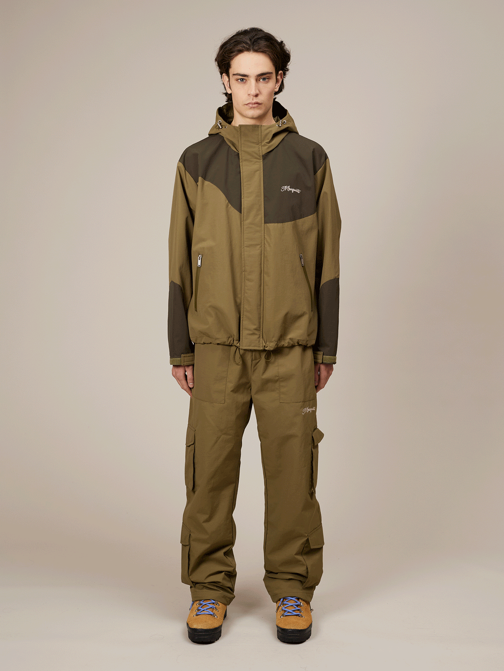 OLIVE GREEN HOODED JACKET WITH WATERPROOF WINDPROOF FEATURES