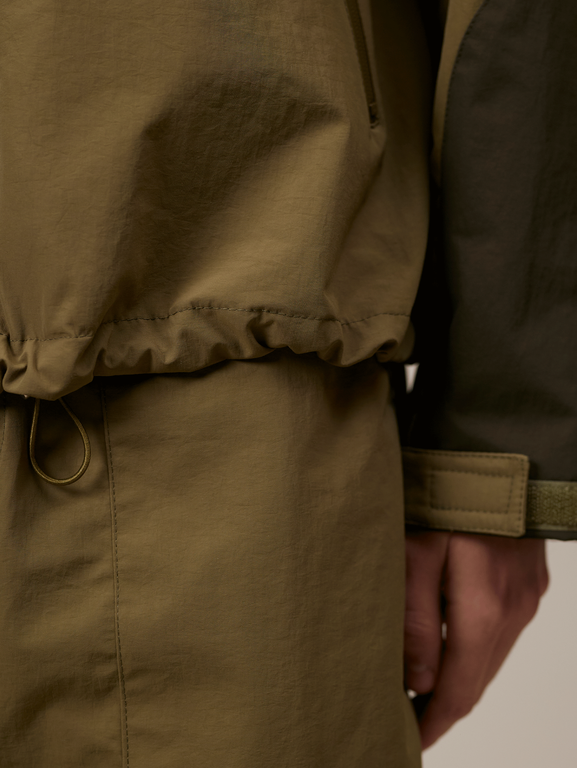 OLIVE GREEN HOODED JACKET WITH WATERPROOF WINDPROOF FEATURES