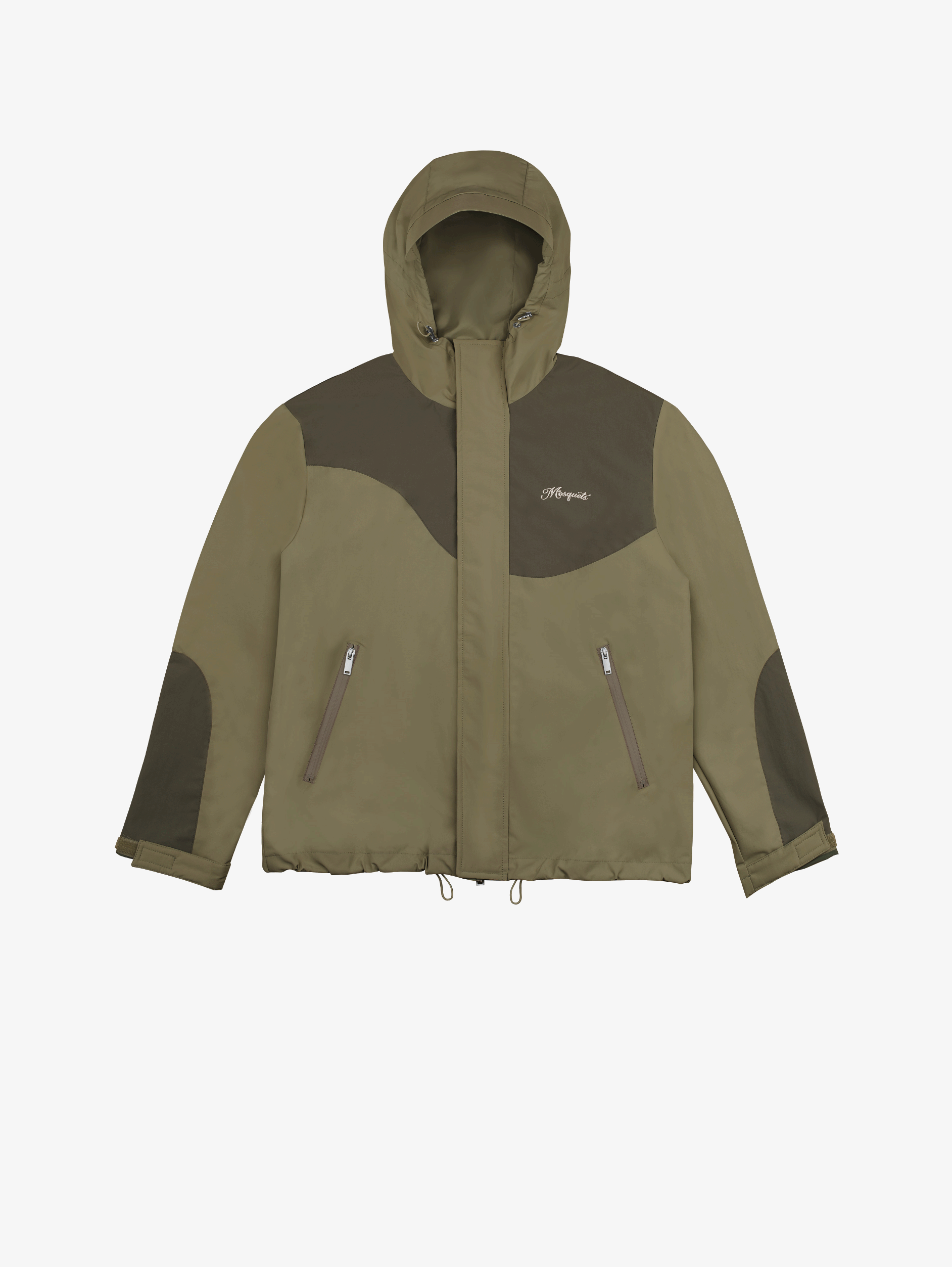 OLIVE GREEN HOODED JACKET WITH WATERPROOF WINDPROOF FEATURES