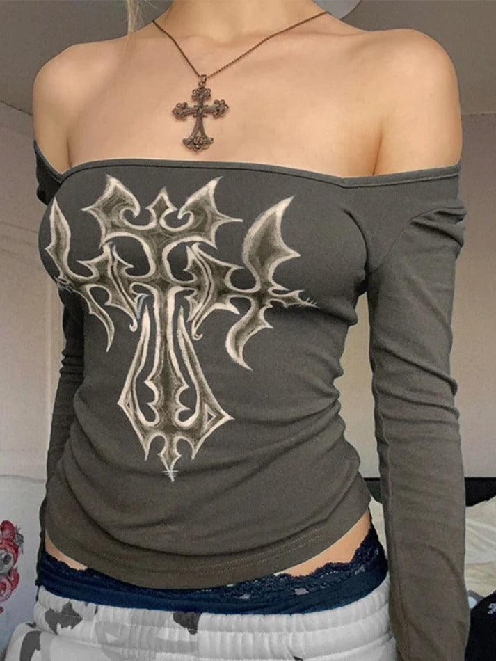 OLIVE GREEN LONG SLEEVE SHIRT WITH CROSS DESIGN AND SLIM FIT