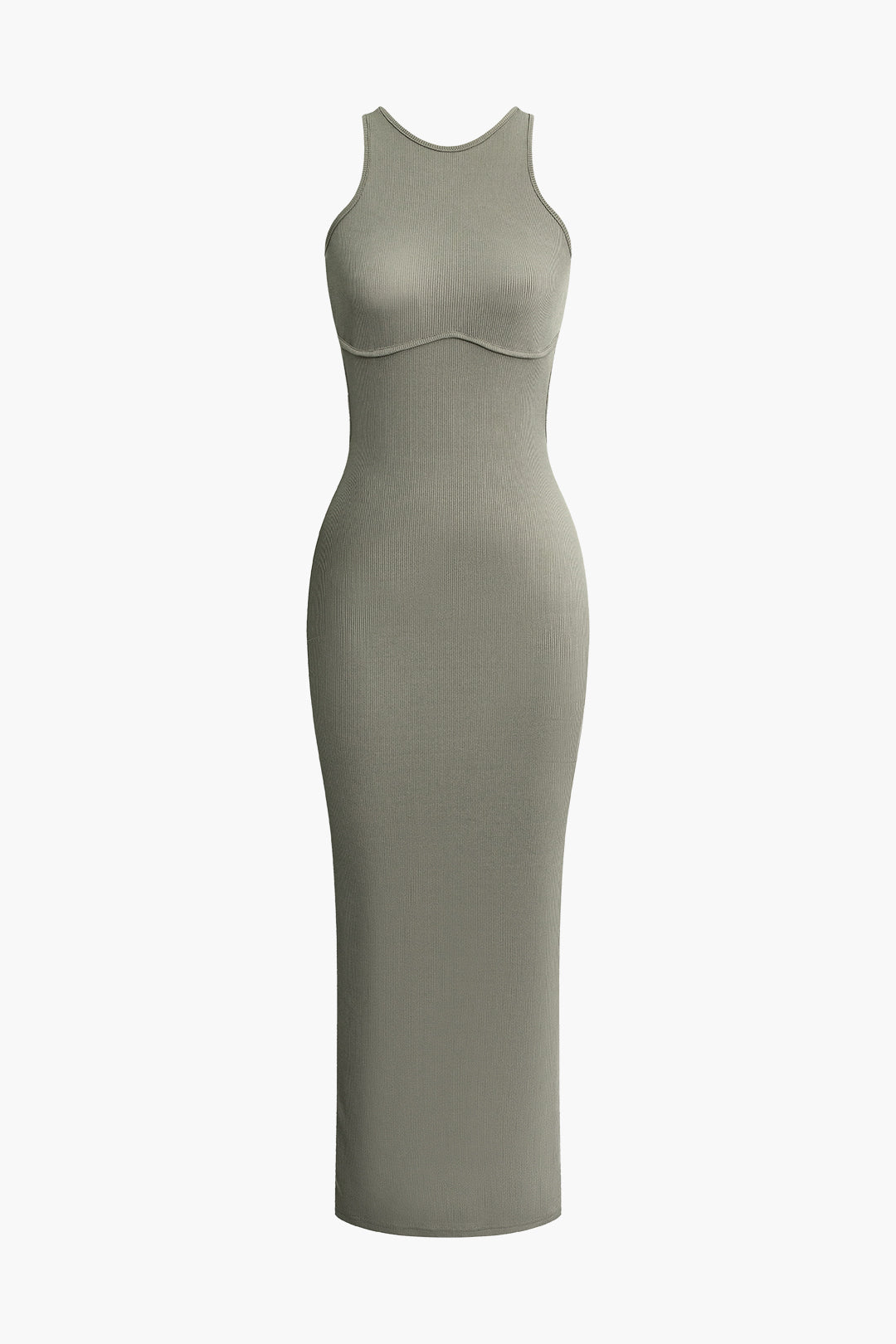 OLIVE GREEN MAXI DRESS WITH STRETCHY FABRIC FOR EXCELLENT COVERAGE