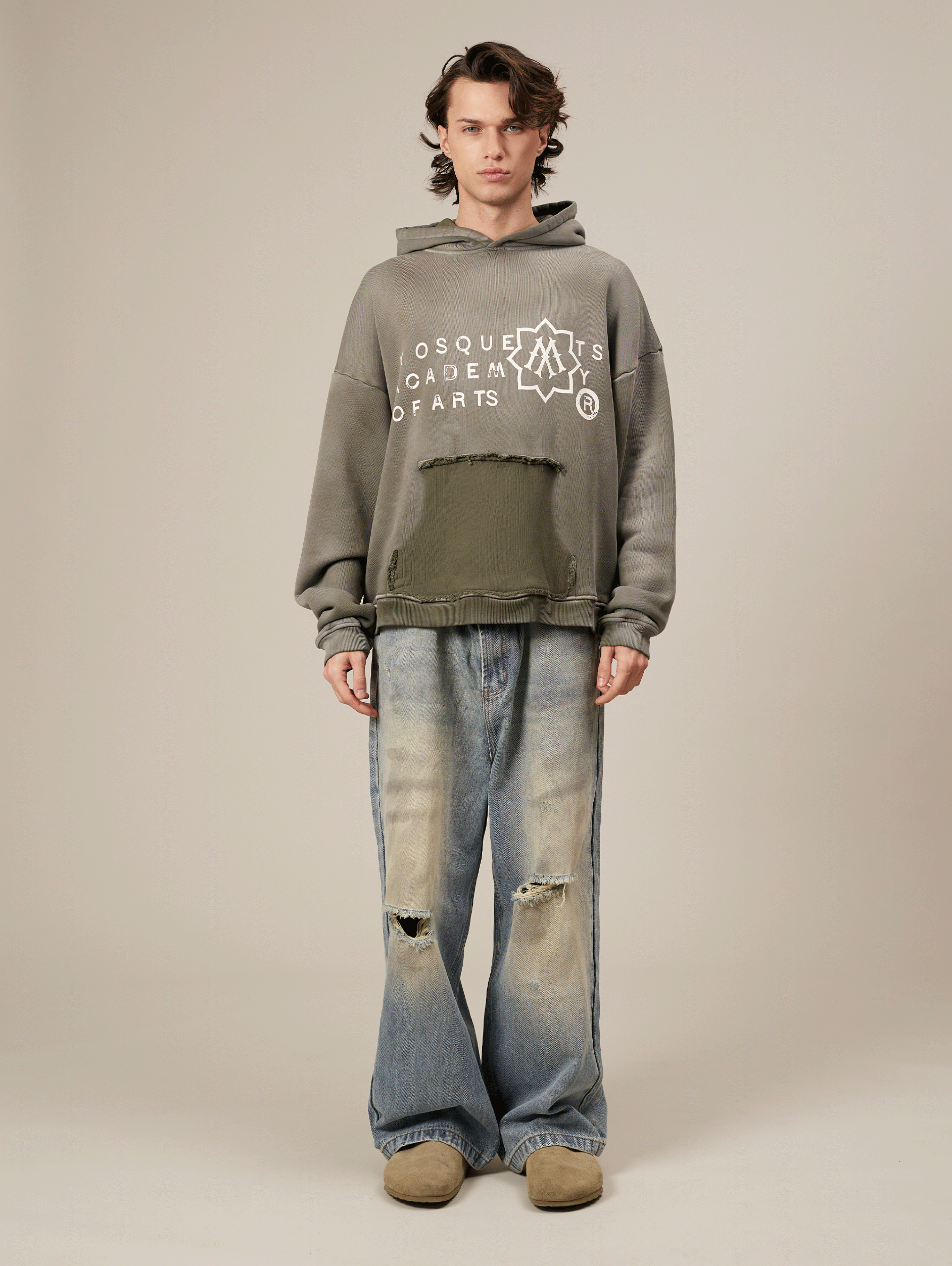 OLIVE GREEN OVERSIZED HOODIE WITH FRONT POCKET - SUPERIOR SCREEN PRINT