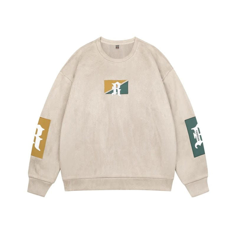 OLIVE GREEN SWEATSHIRT WITH LETTER PATCHES FOR FITNESS GOALS