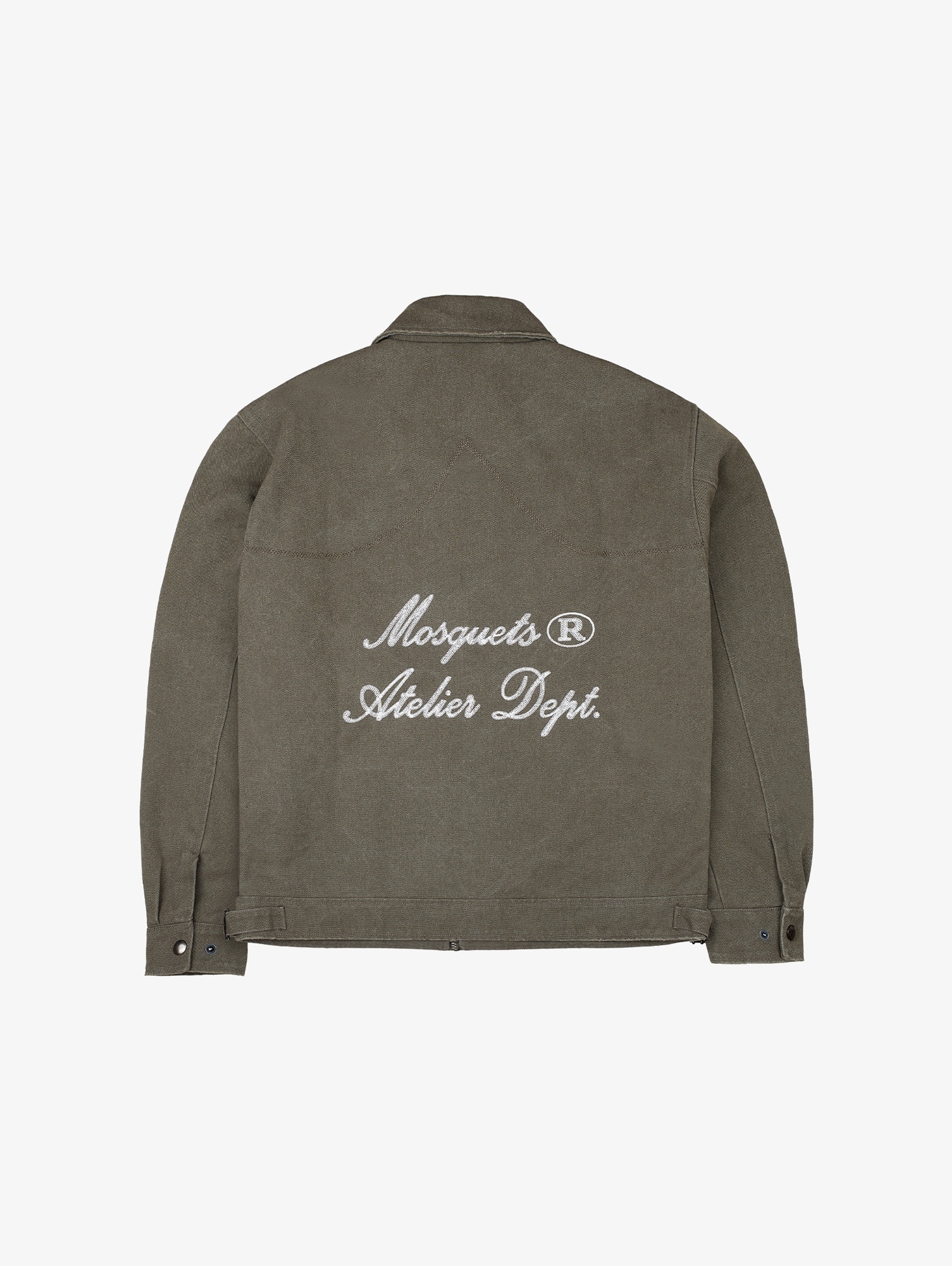 OLIVE GREEN ZIP-UP JACKET OVERSIZED DISTRESSED STREETWEAR