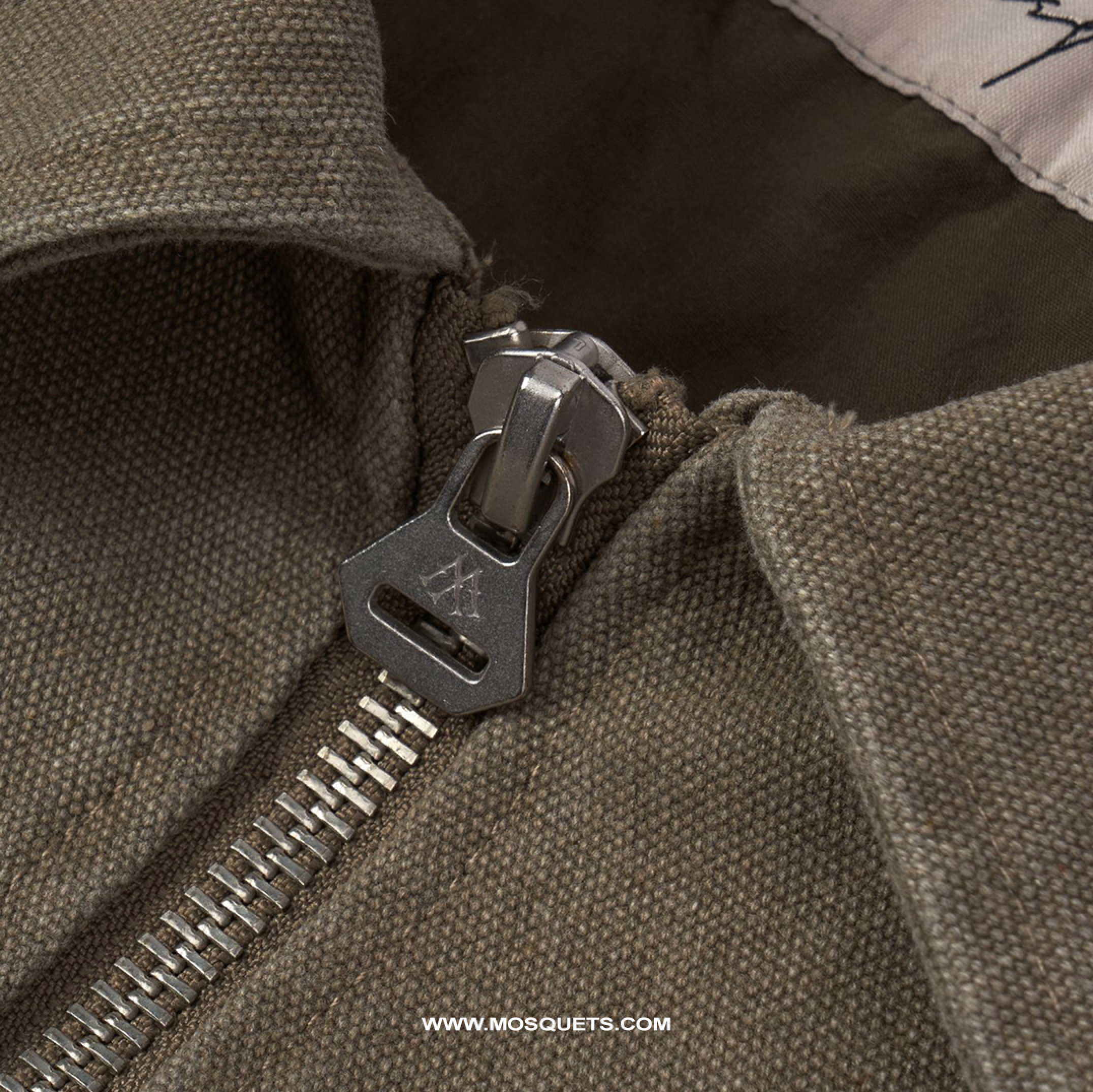 OLIVE GREEN ZIP-UP JACKET OVERSIZED DISTRESSED STREETWEAR