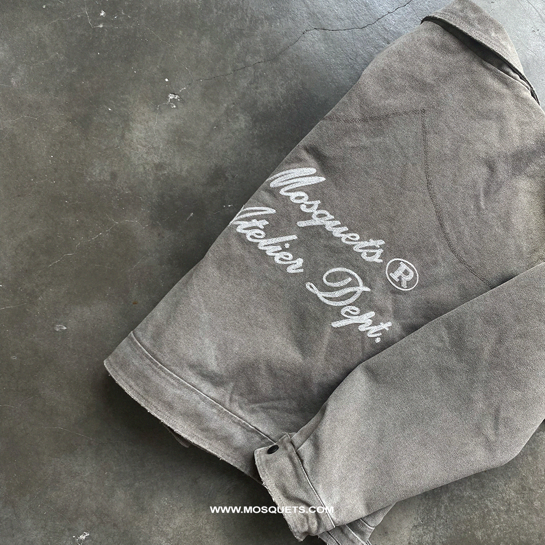 OLIVE GREEN ZIP-UP JACKET OVERSIZED DISTRESSED STREETWEAR