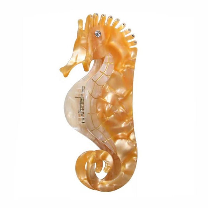 ORANGE AND WHITE SEAHORSE HAIR CLIP ACCESSORY