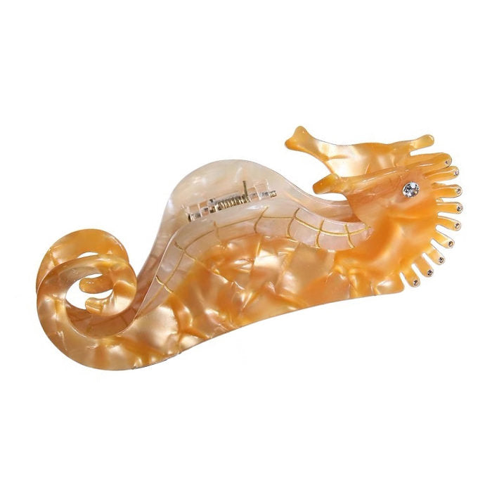 ORANGE AND WHITE SEAHORSE HAIR CLIP ACCESSORY