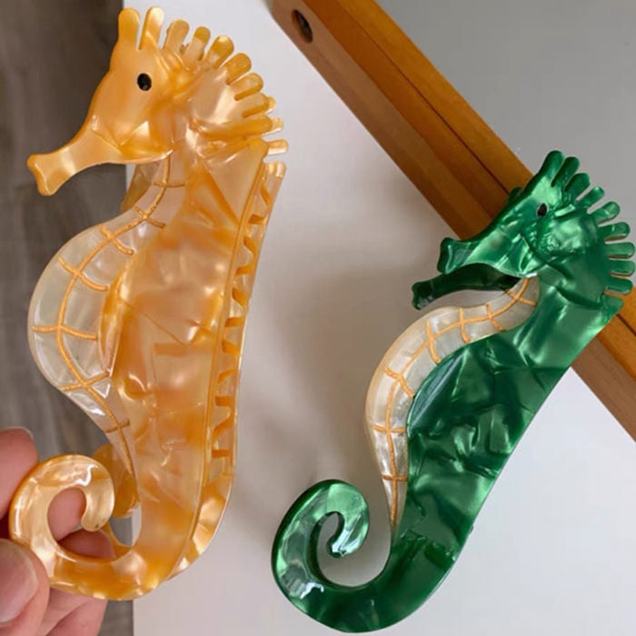 ORANGE AND WHITE SEAHORSE HAIR CLIP ACCESSORY