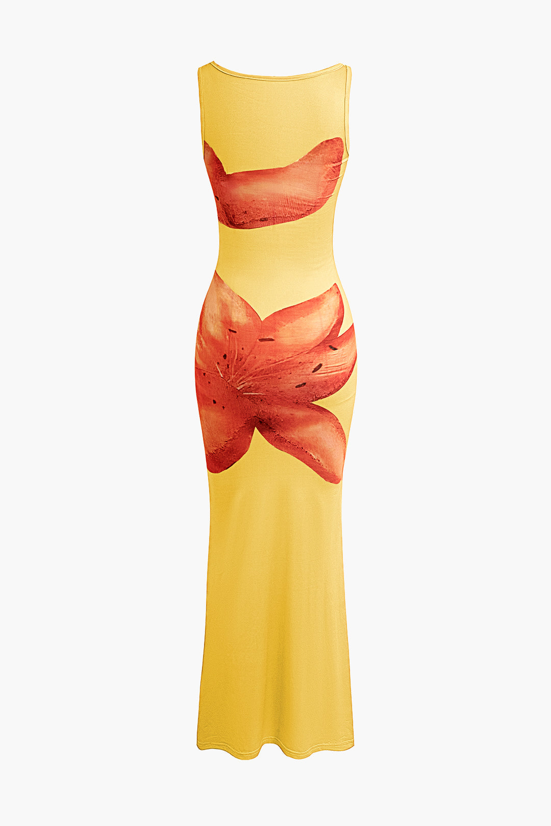 ORANGE FLORAL MAXI DRESS FOR SPECIAL OCCASIONS WITH MILK SHREDS