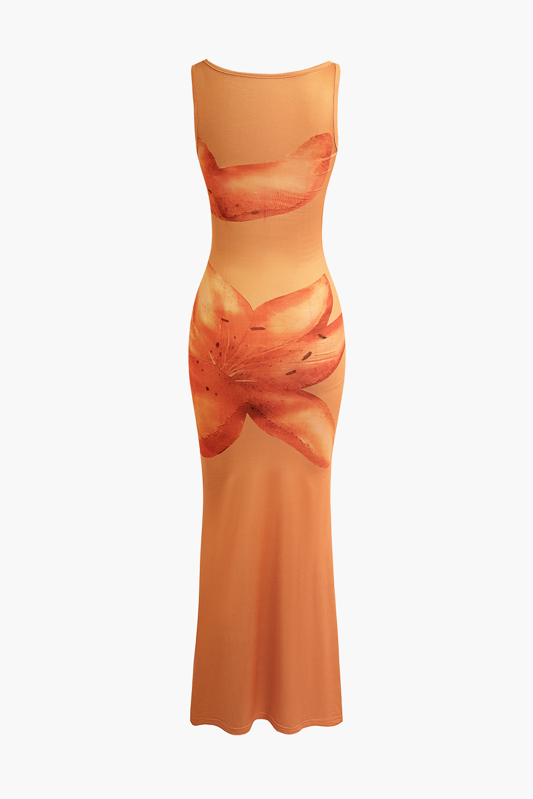 ORANGE FLORAL MAXI DRESS FOR SPECIAL OCCASIONS WITH MILK SHREDS
