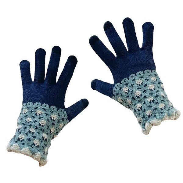 ORANGE FLORAL TOUCHSCREEN GLOVES PAIR FOR COLD WEATHER