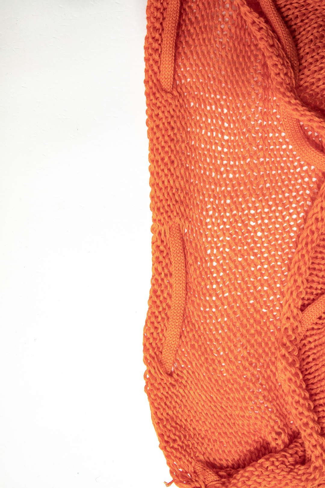 ORANGE KNIT TOP AND SKIRT SET FOR SPECIAL OCCASIONS, SEMI-TRANSPARENT KNITWEAR
