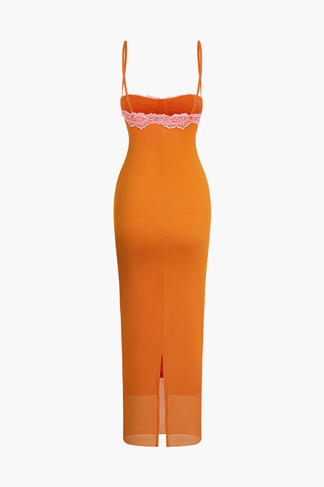 ORANGE LACE TRIM MIDI DRESS - COMFORTABLE MIDI DRESS