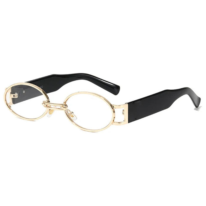 OVAL SUNGLASSES WITH BROWN LENSES AND GOLD FRAMES