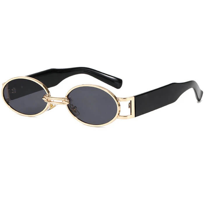OVAL SUNGLASSES WITH BROWN LENSES AND GOLD FRAMES
