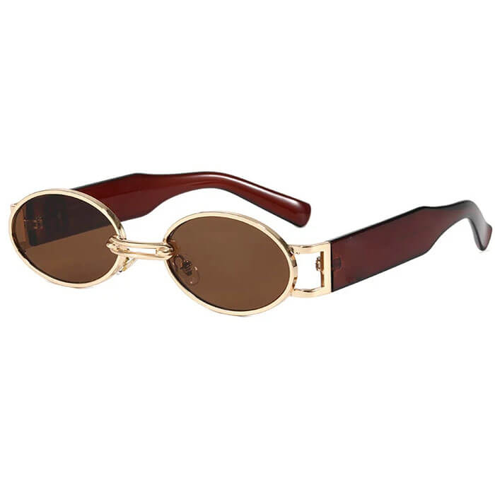 OVAL SUNGLASSES WITH BROWN LENSES AND GOLD FRAMES