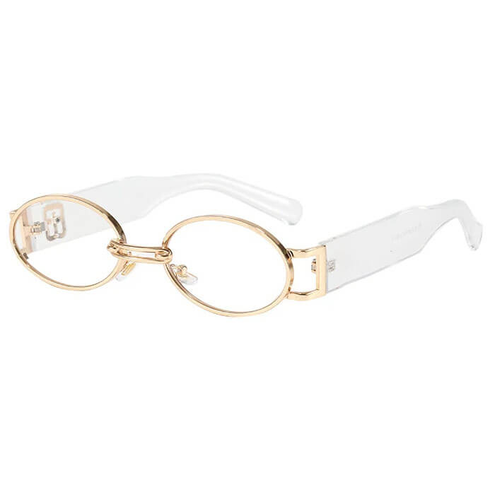 OVAL SUNGLASSES WITH BROWN LENSES AND GOLD FRAMES