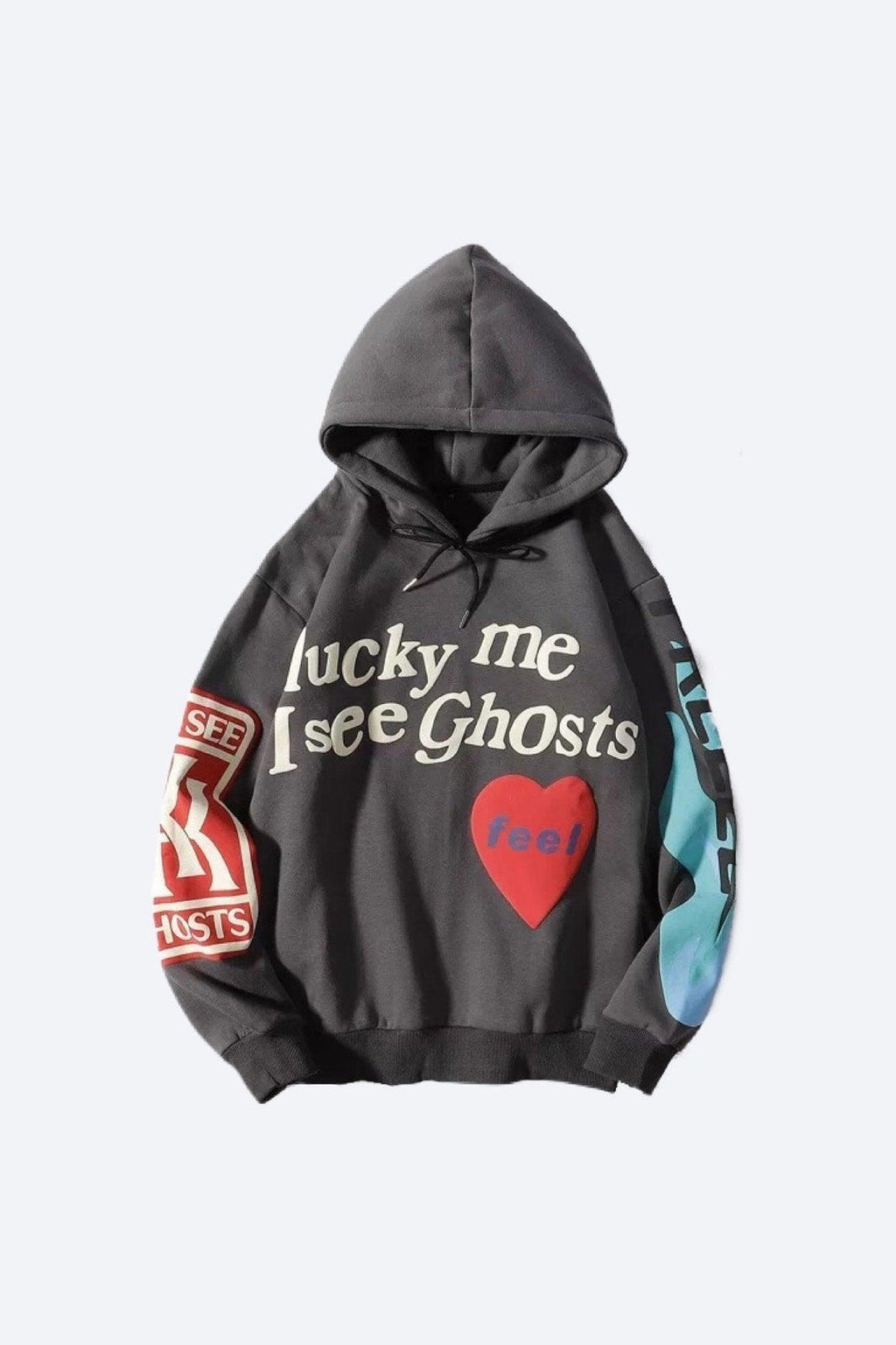 OVERSIZE HOODIE LUCKY ME I SEE GHOSTS COZY STYLE