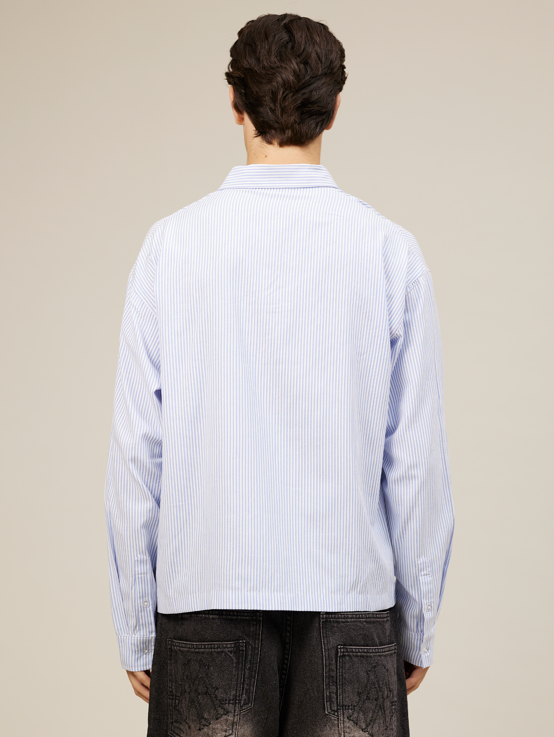 OVERSIZED BLUE WHITE STRIPED SHIRT WITH NY LETTERING FOR ULTIMATE COMFORT