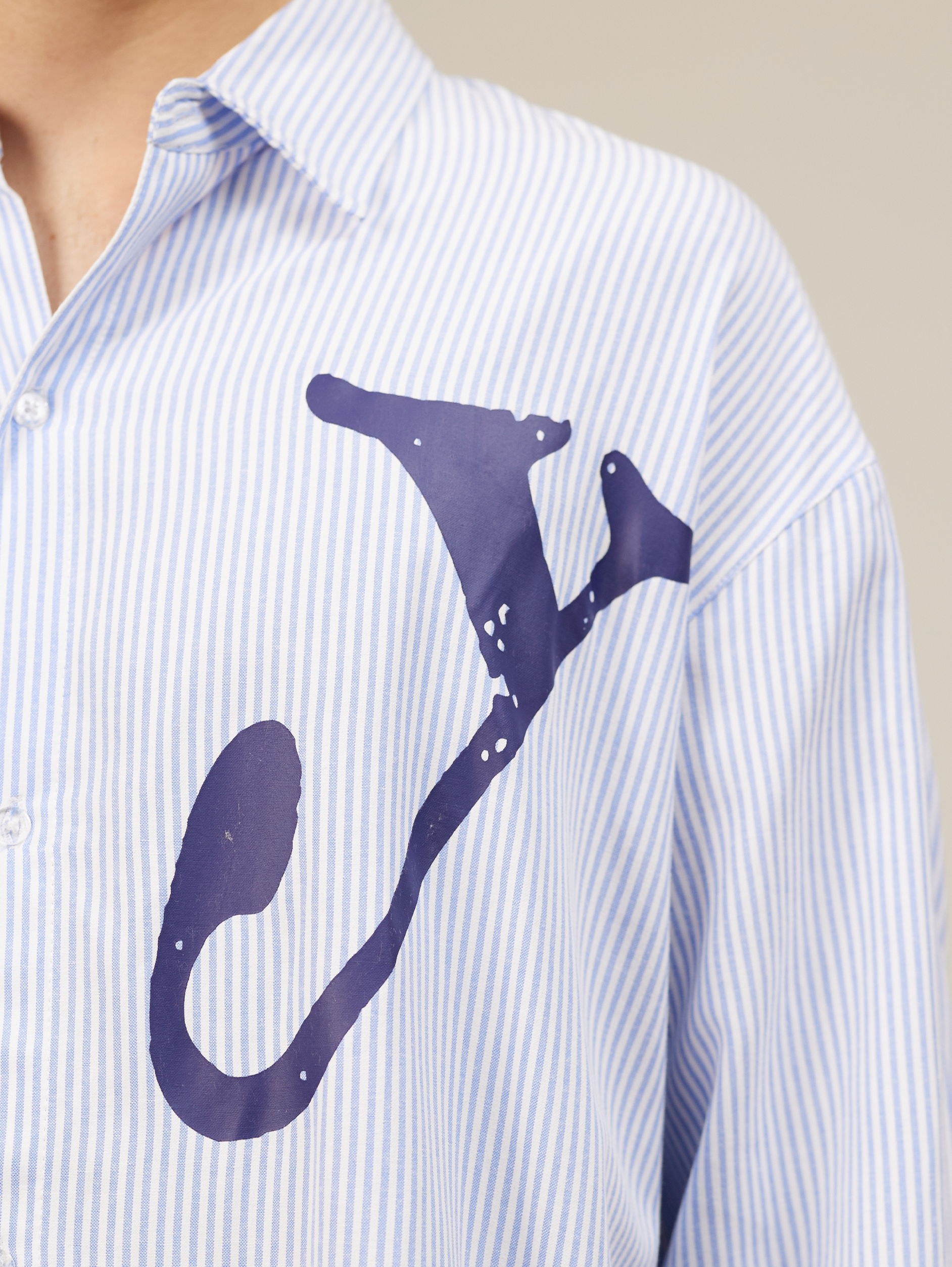 OVERSIZED BLUE WHITE STRIPED SHIRT WITH NY LETTERING FOR ULTIMATE COMFORT