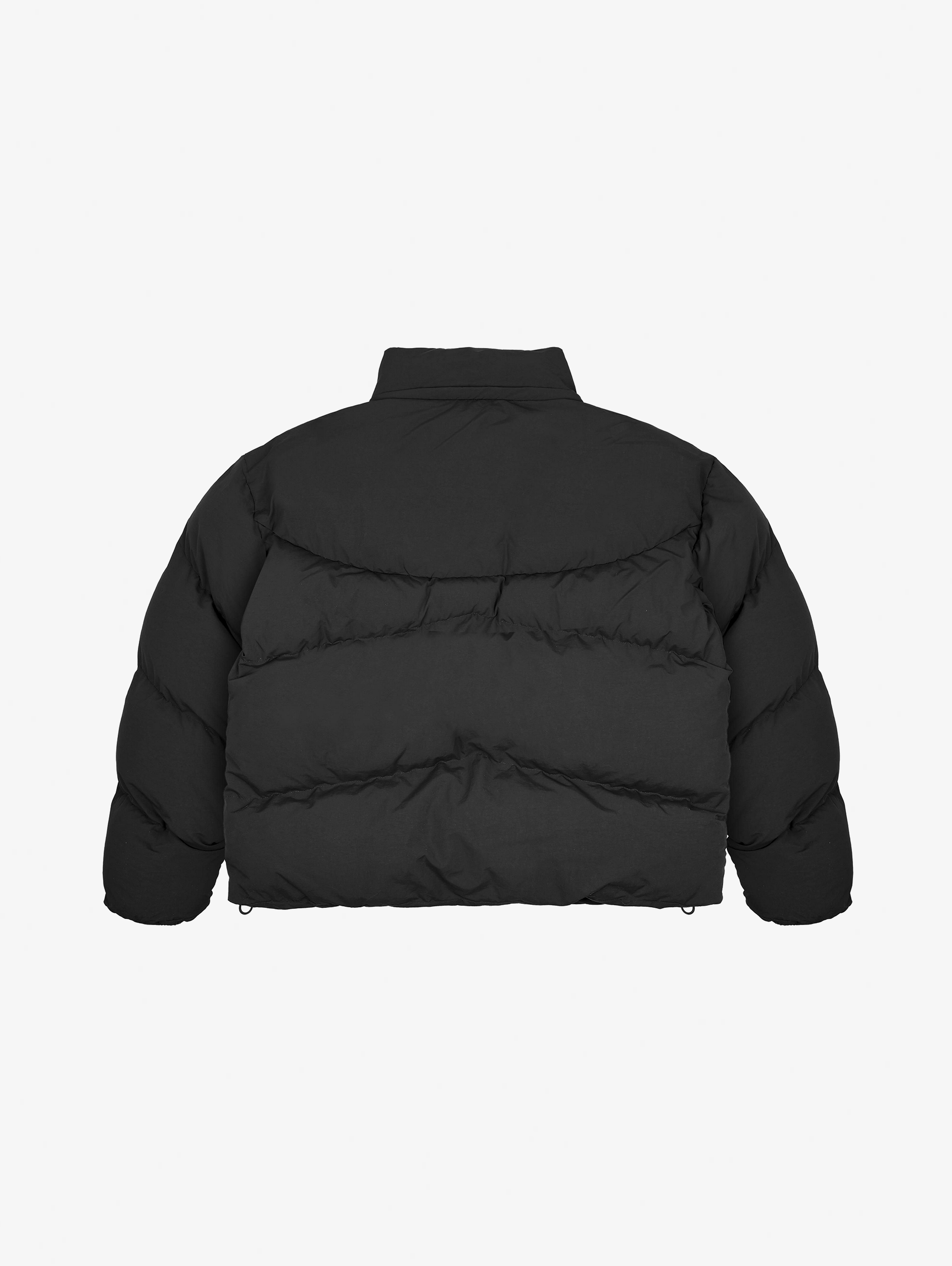 OVERSIZED DROPPED SHOULDER BLACK HOODED PUFFER JACKET