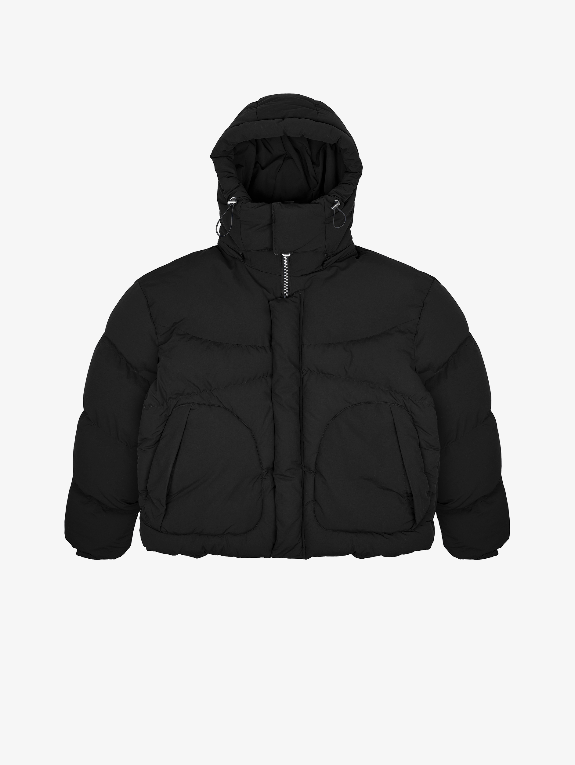 OVERSIZED DROPPED SHOULDER BLACK HOODED PUFFER JACKET