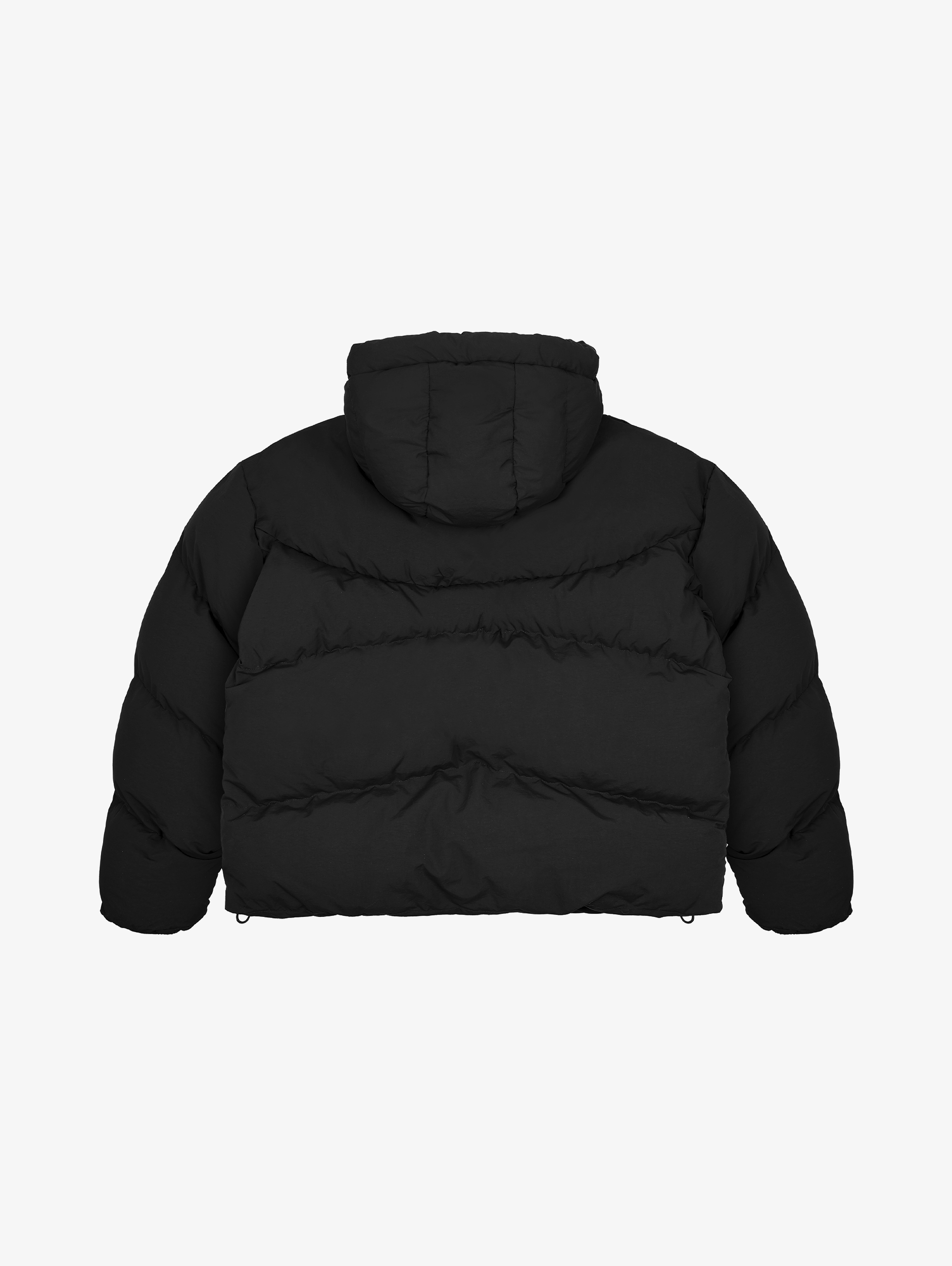 OVERSIZED DROPPED SHOULDER BLACK HOODED PUFFER JACKET