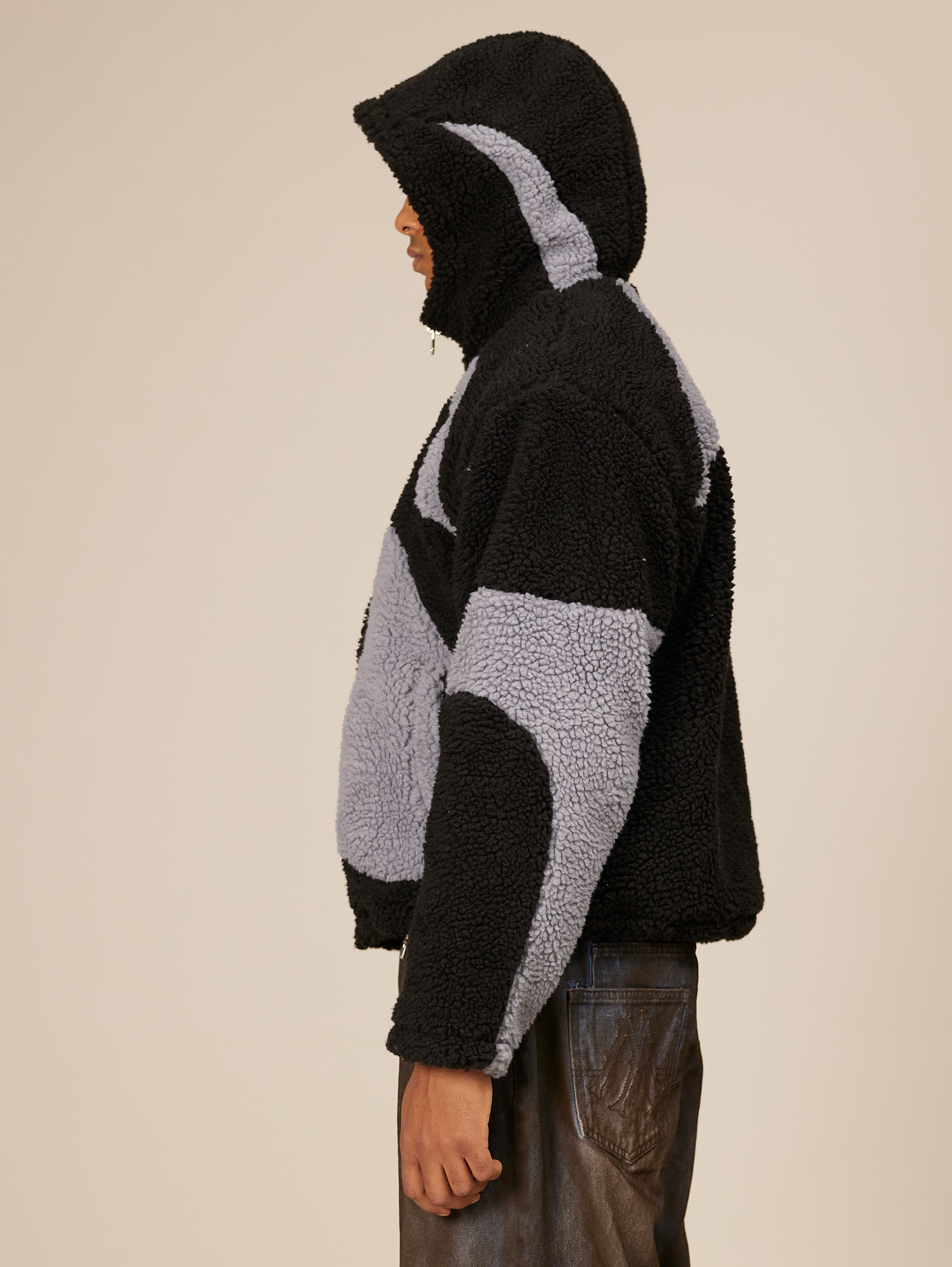 OVERSIZED DROPPED SHOULDER FLEECE HOODED JACKET WITH BALACLAVA HOOD