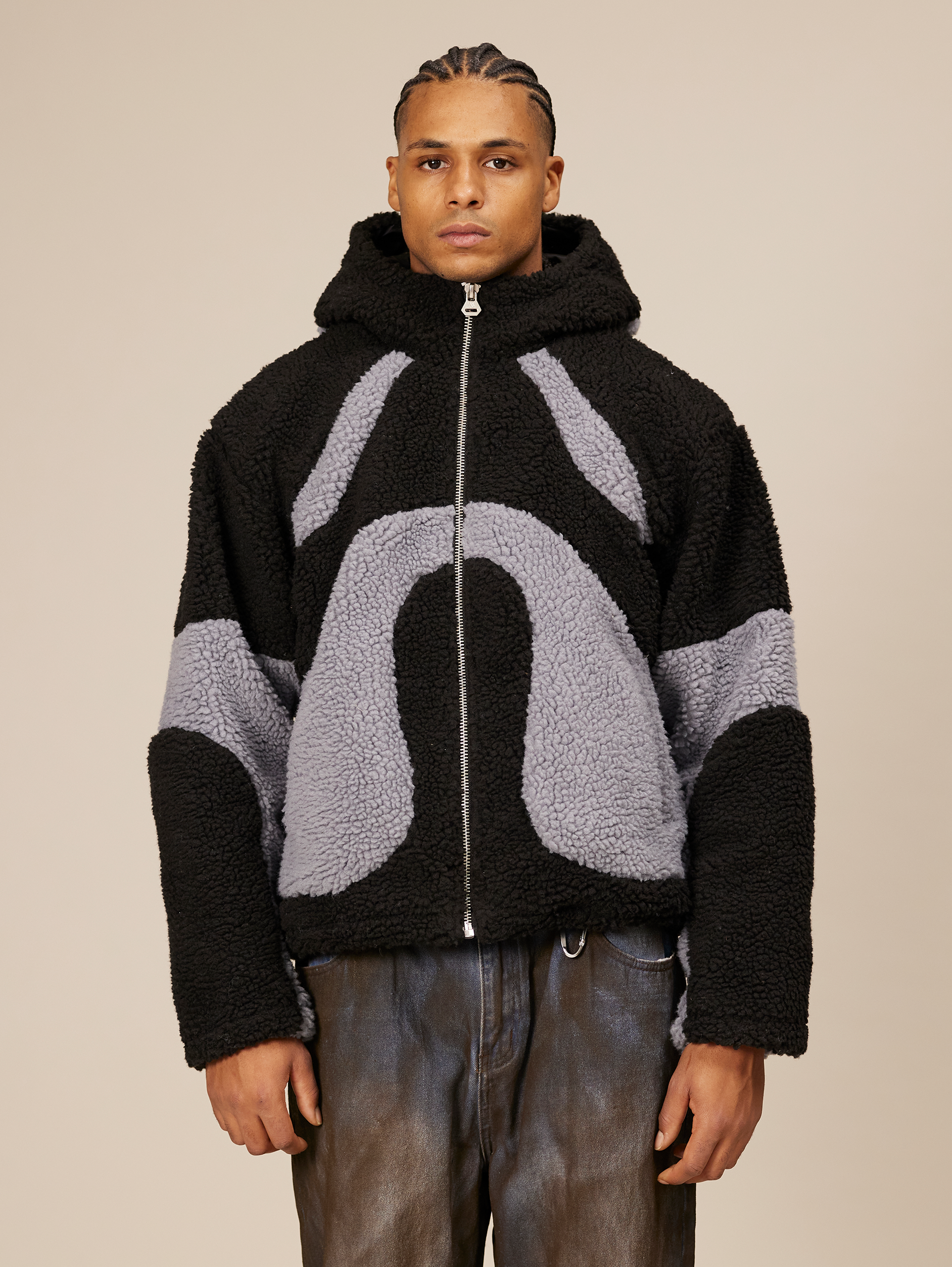 OVERSIZED DROPPED SHOULDER FLEECE HOODED JACKET WITH BALACLAVA HOOD