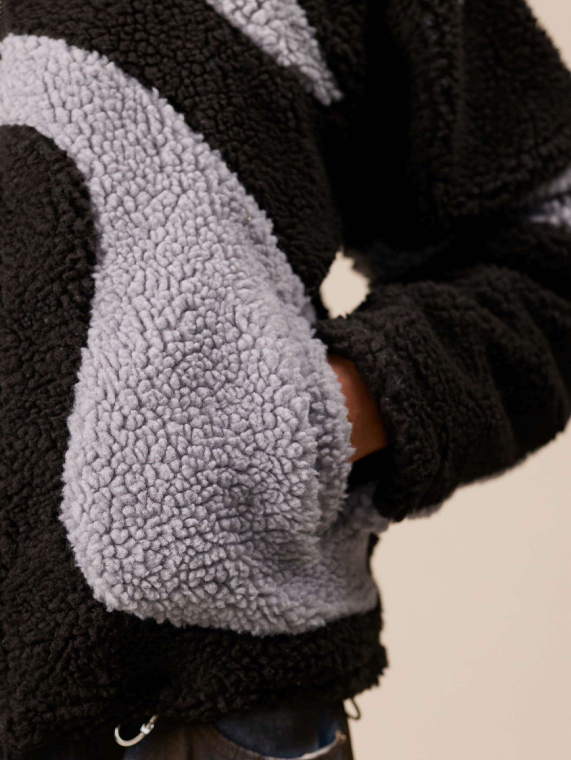 OVERSIZED DROPPED SHOULDER FLEECE HOODED JACKET WITH BALACLAVA HOOD