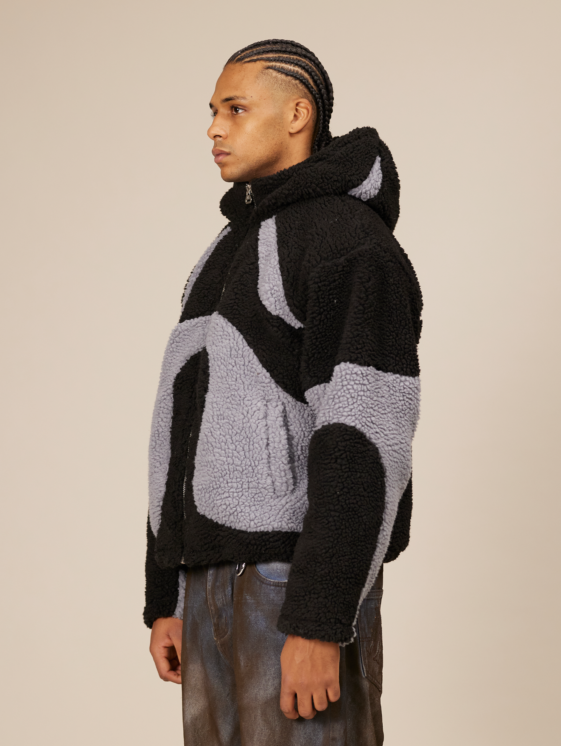 OVERSIZED DROPPED SHOULDER FLEECE HOODED JACKET WITH BALACLAVA HOOD