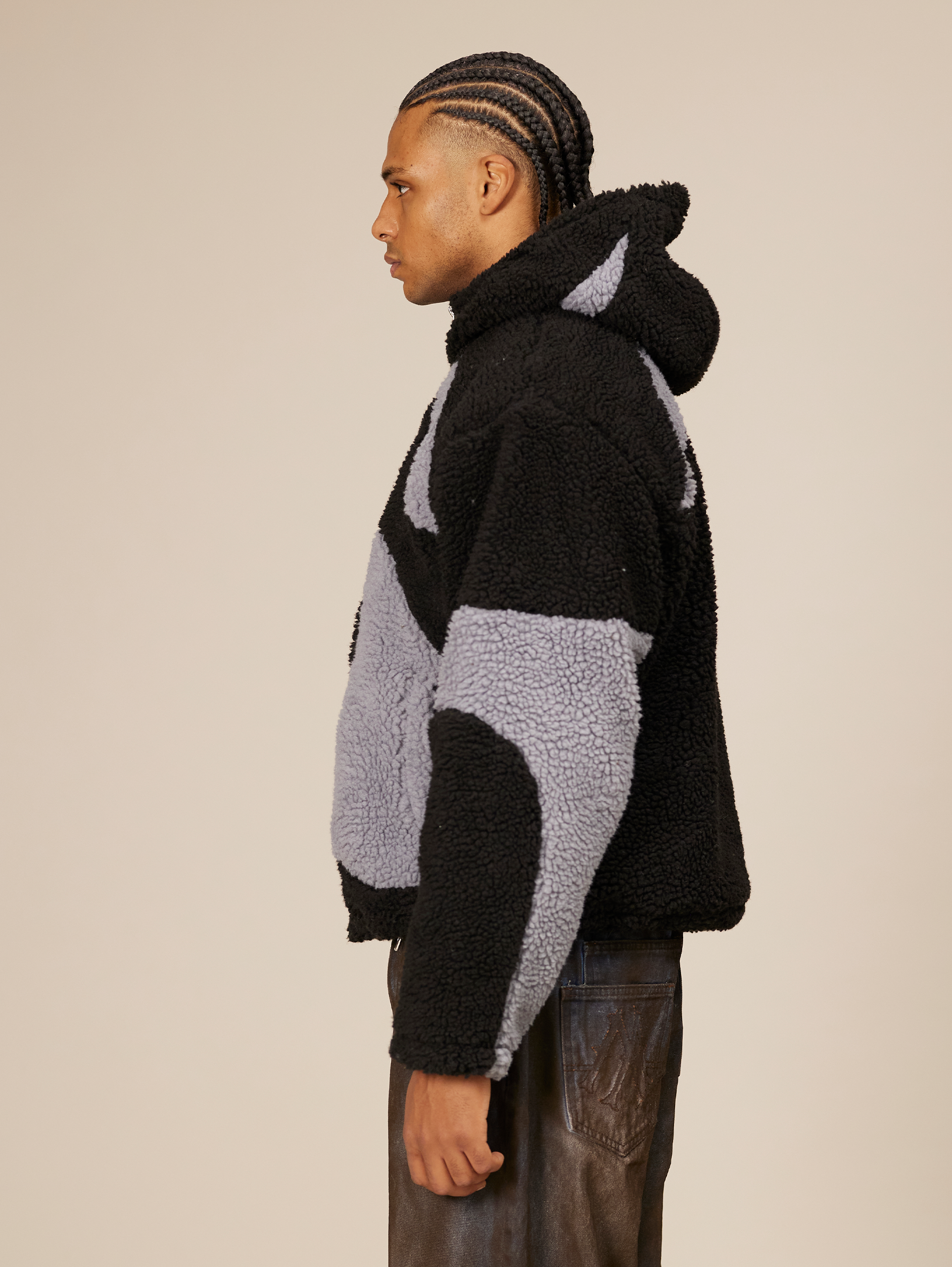OVERSIZED DROPPED SHOULDER FLEECE HOODED JACKET WITH BALACLAVA HOOD
