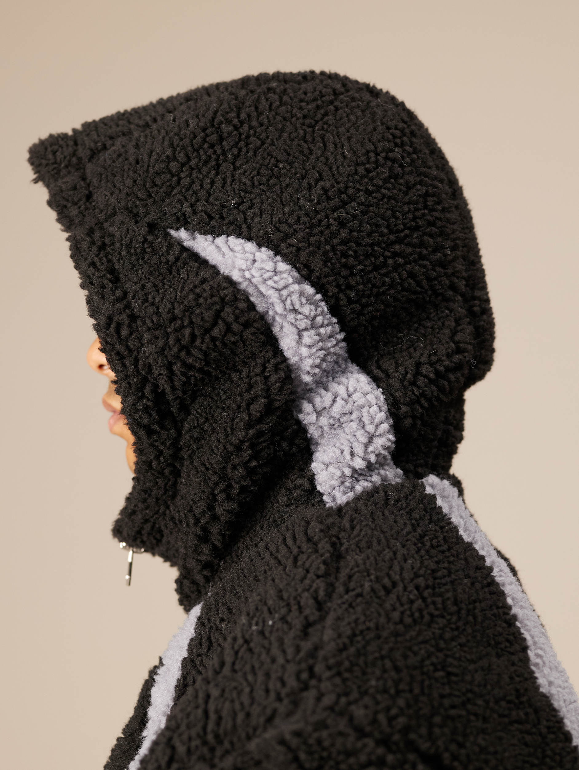 OVERSIZED DROPPED SHOULDER FLEECE HOODED JACKET WITH BALACLAVA HOOD