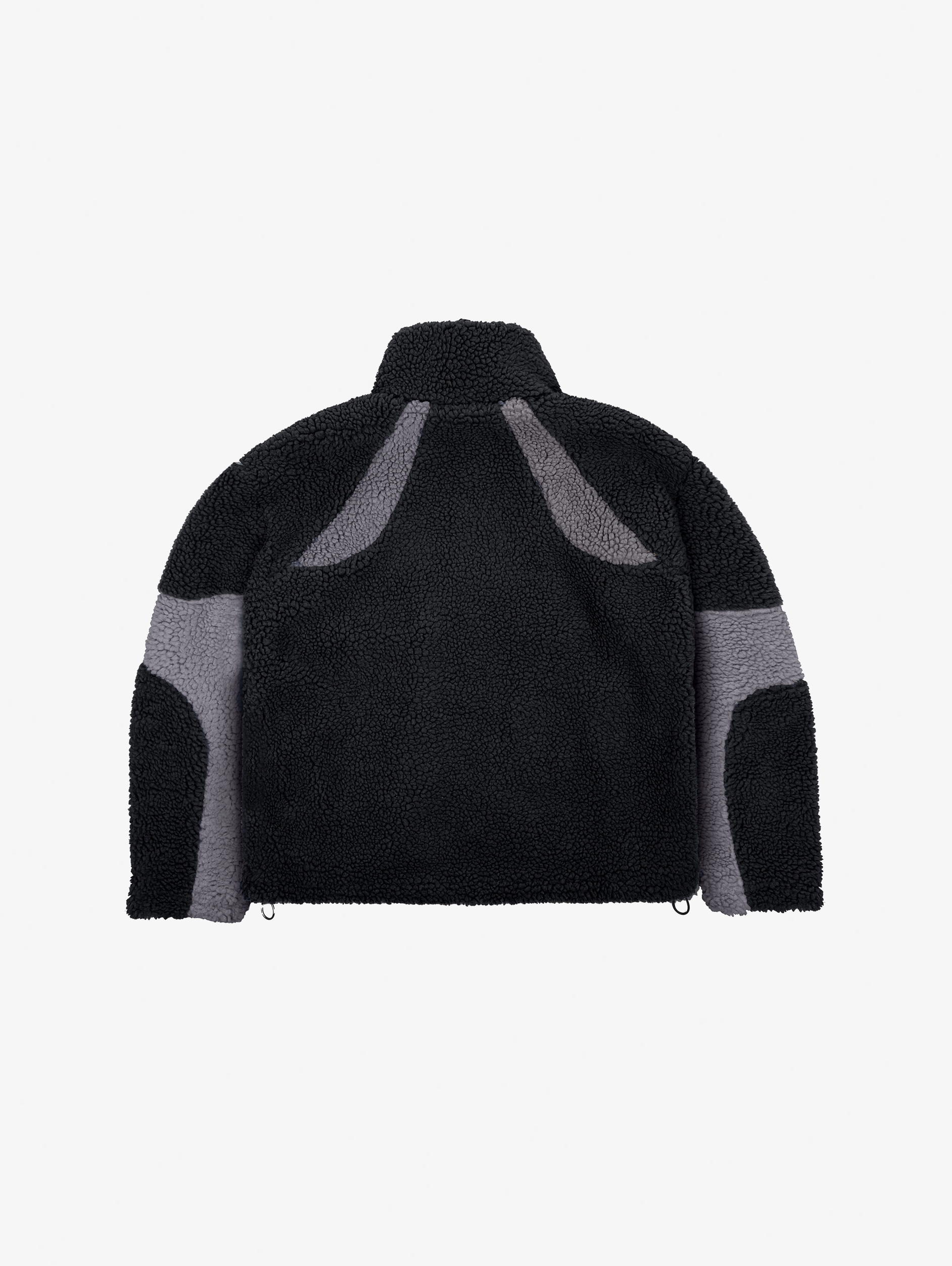 OVERSIZED DROPPED SHOULDER FLEECE JACKET IN BLACK AND GRAY