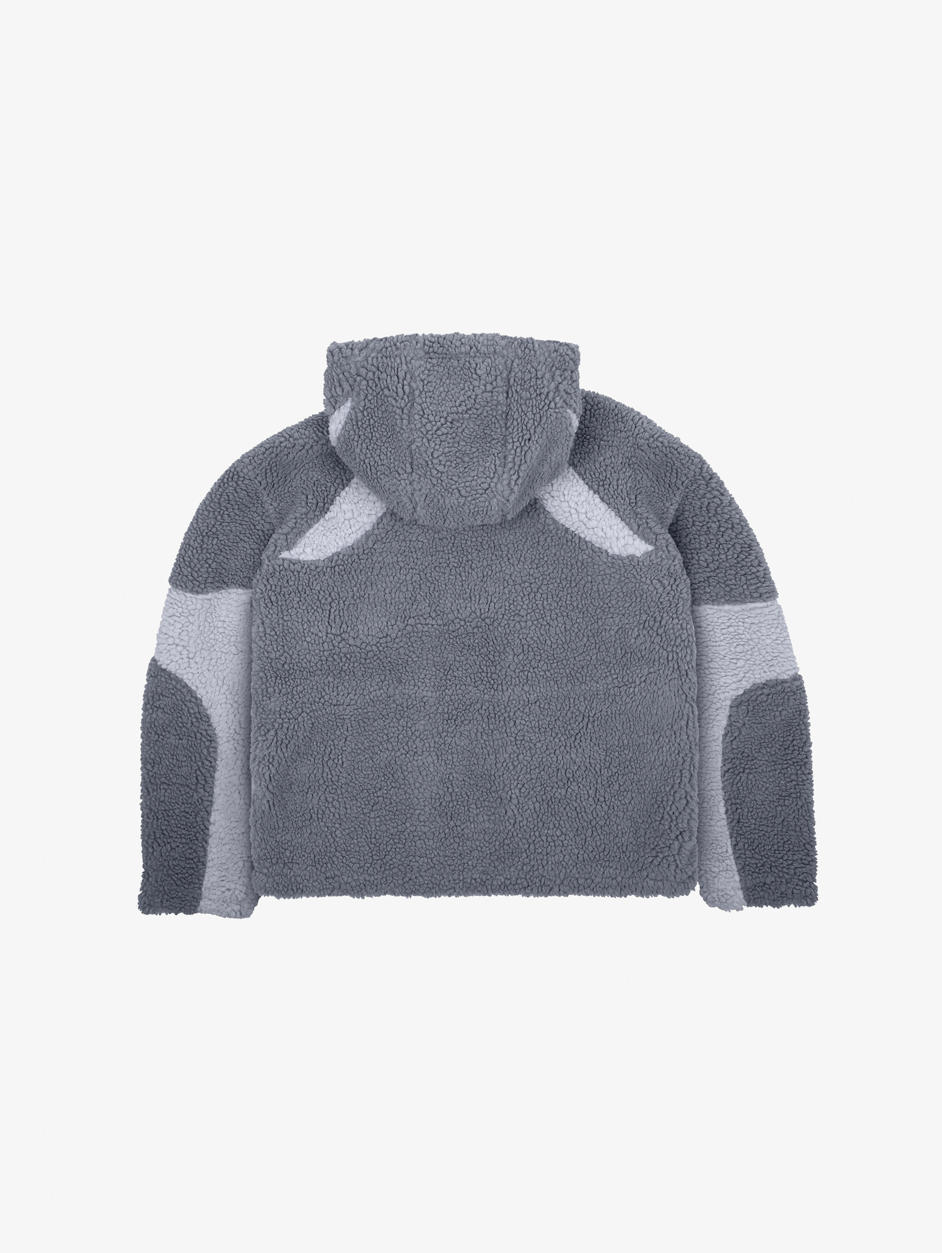 OVERSIZED DROPPED SHOULDER HOODED FLEECE JACKET IN GRAY TONES