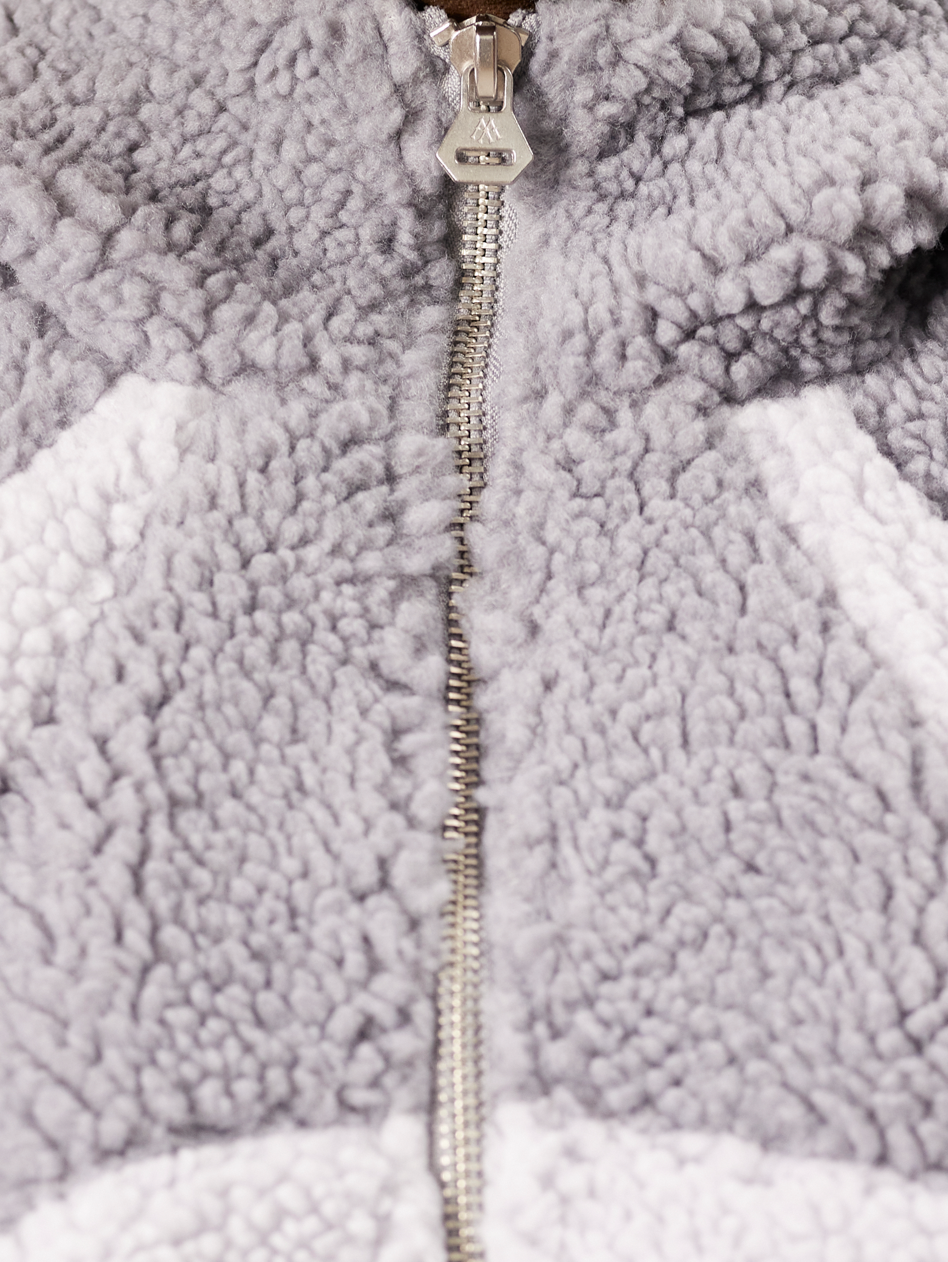 OVERSIZED DROPPED SHOULDER HOODED FLEECE JACKET IN GRAY TONES