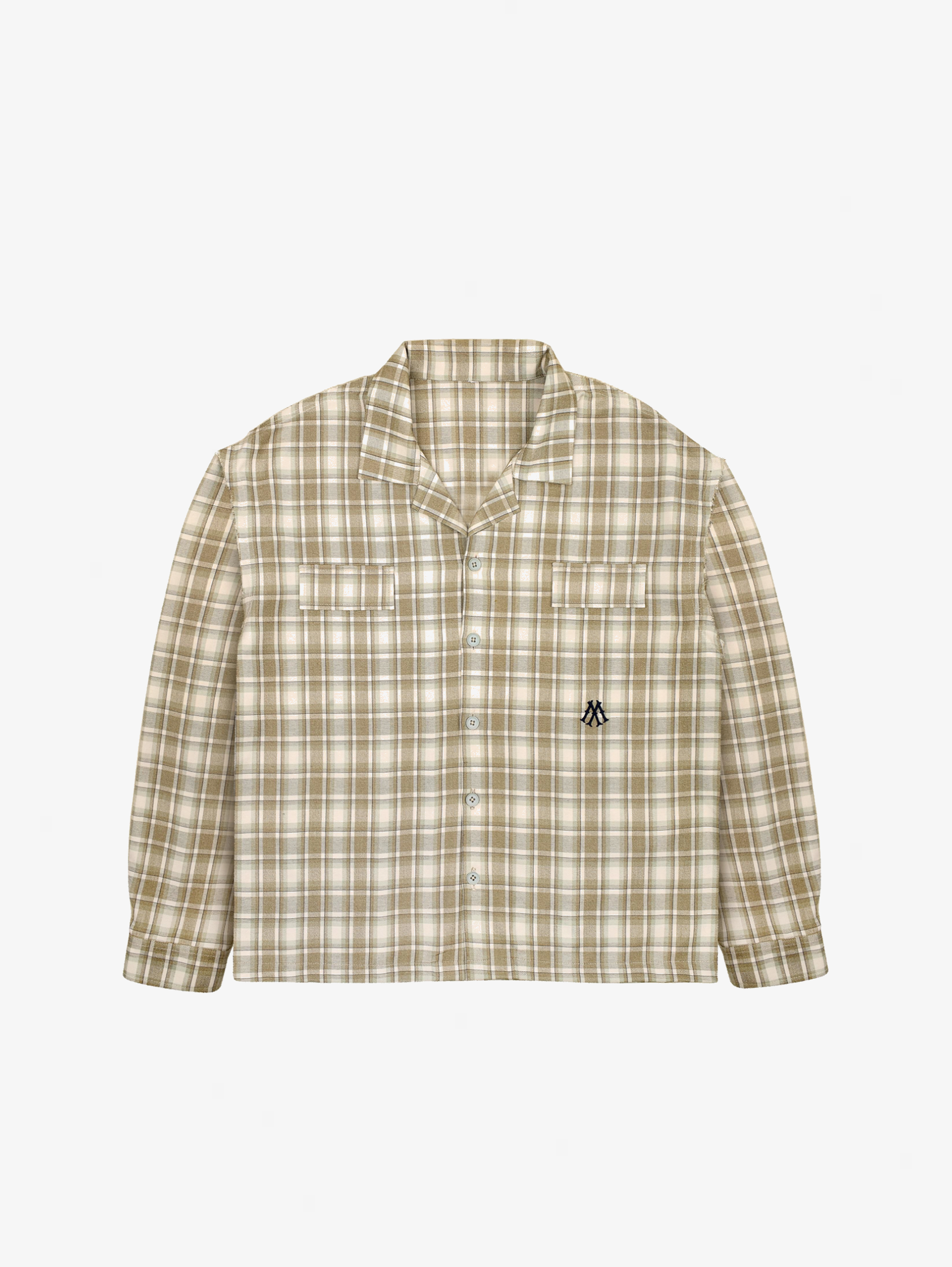 OVERSIZED GREY CREAM PLAID LONG-SLEEVED SHIRT FOR ULTIMATE COMFORT