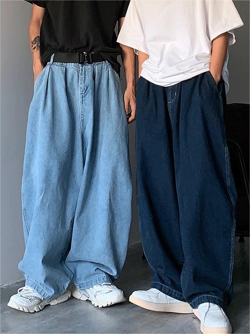OVERSIZED LIGHT BLUE DENIM PANTS BAGGY DENIM JEANS