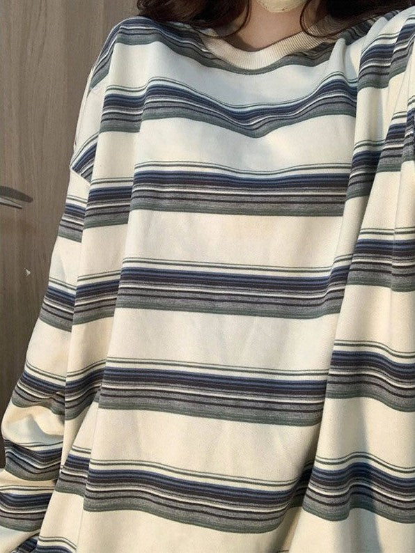 OVERSIZED LONG-SLEEVE SHIRT WITH CHAIN NECKLACE - SIZE STRIPE LONG