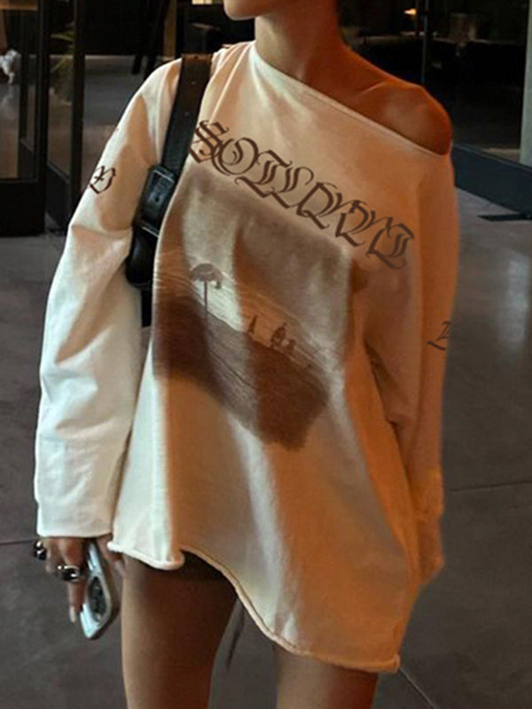 OVERSIZED LONG SLEEVE SHIRT WITH VINTAGE OVERSIZED PRINT